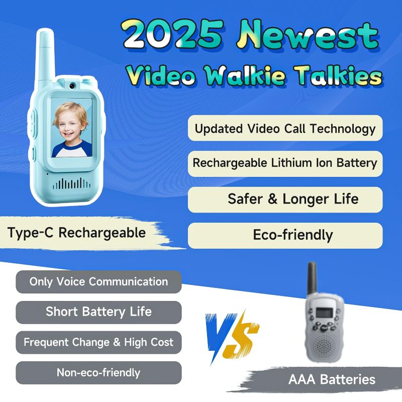 Rechargeable Video Walkie Talkies for Kids